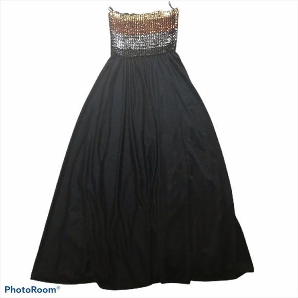 Keyloun Vintage 70’s sequin strapless maxi cocktail dress - Picture 2 of 10